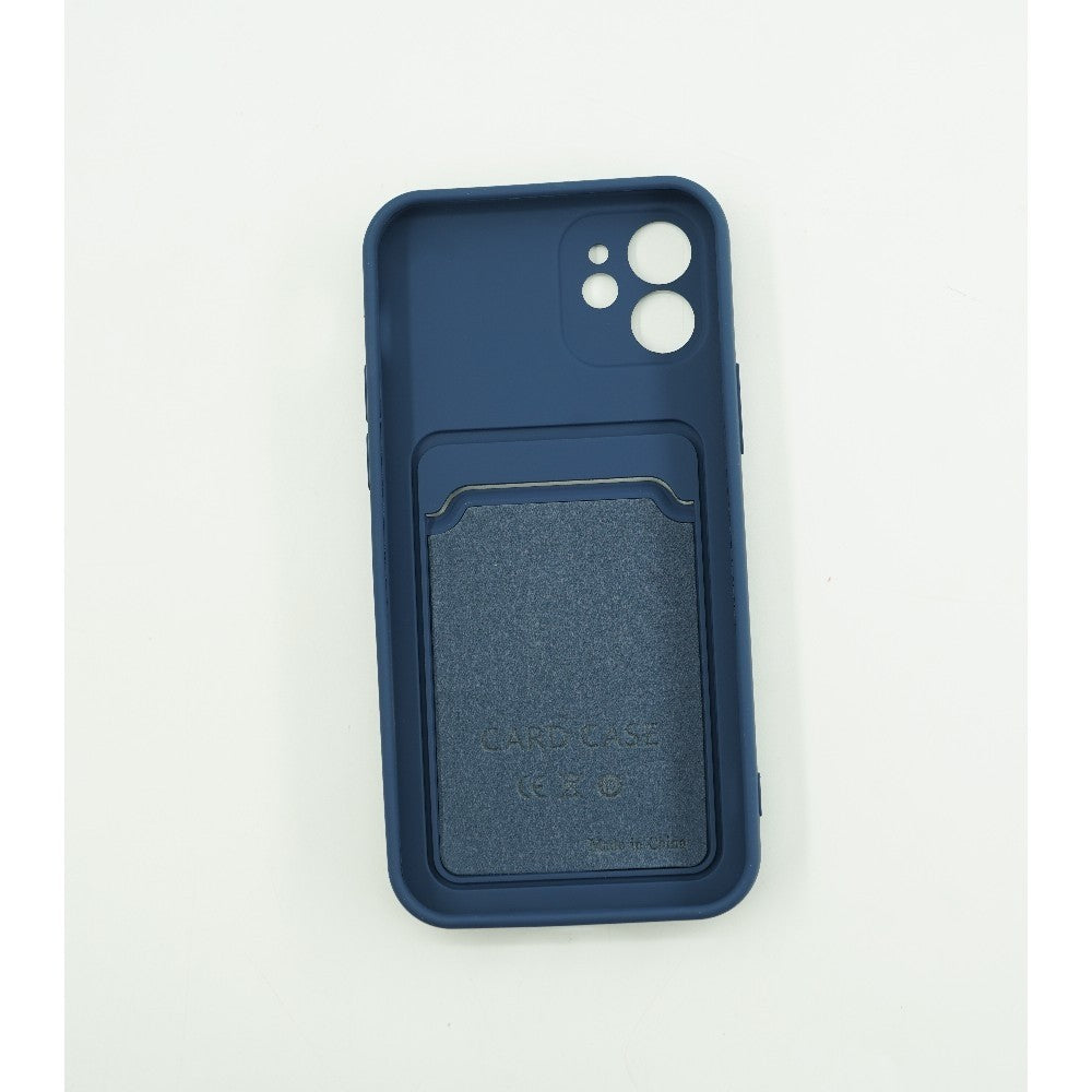 Husa protectie Klevo cu suport card compatibila cu Apple iPhone 12 Albastru