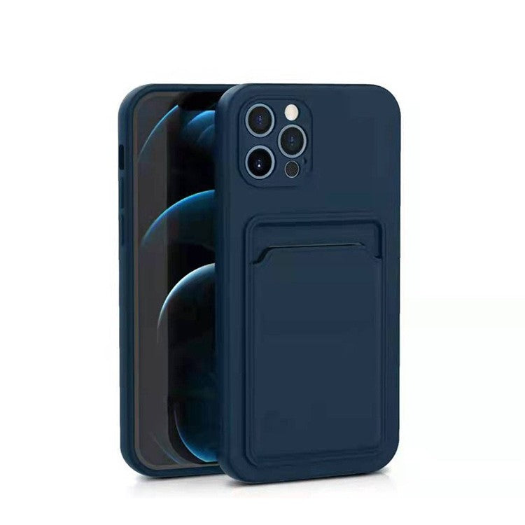 Husa protectie Klevo cu suport card compatibila cu Apple iPhone 12 Mini Albastru inchis