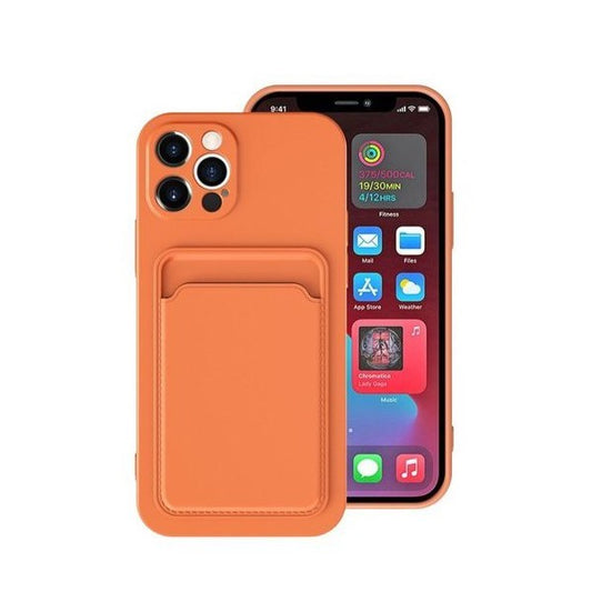 Husa protectie Klevo cu suport card compatibila cu Apple iPhone 12 Pro Portocaliu