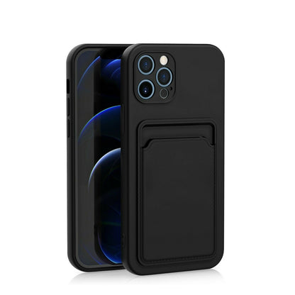 Husa protectie Klevo cu suport card compatibila cu Apple iPhone 13 Mini Negru