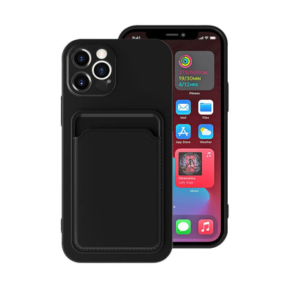Husa protectie Klevo cu suport card compatibila cu Apple iPhone 13 Mini Negru