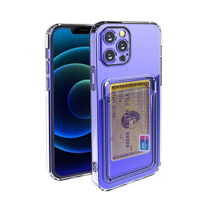 Husa protectie Klevo cu suport card compatibila cu Apple iPhone 13 Transparent