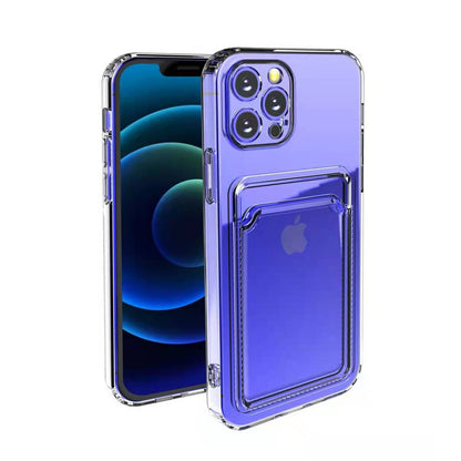 Husa protectie Klevo cu suport card compatibila cu Apple iPhone 13 Transparent