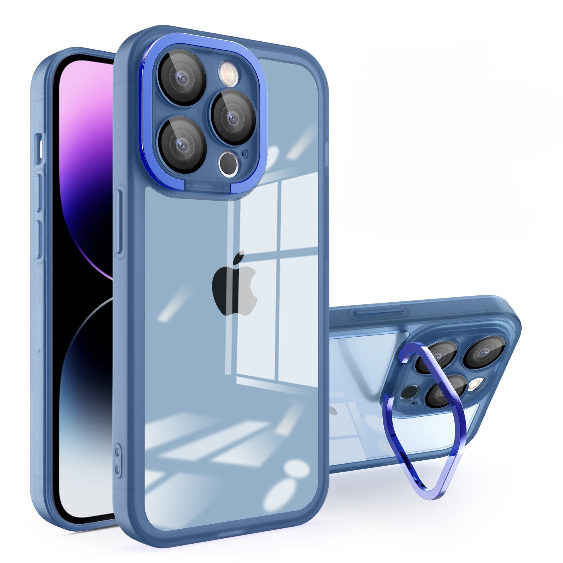 Husa protectie Klevo pentru Apple iPhone 12 Pro Electroplated cu  suport pentru camera, 1.5 mm grosime, protectie camera, Albastru