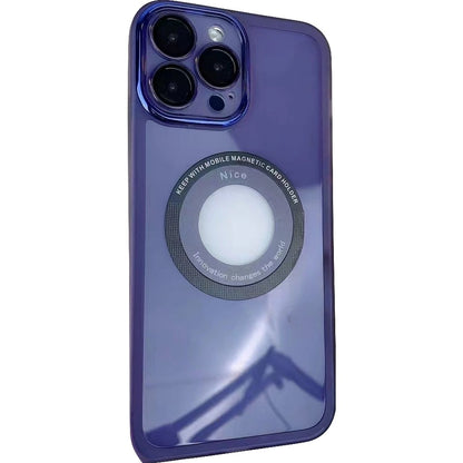 Husa protectie MagSafe TPU, Klevo, pentru iPhone 14 Plus, cu decupaj logo, Folie Sticla Camera, Mov