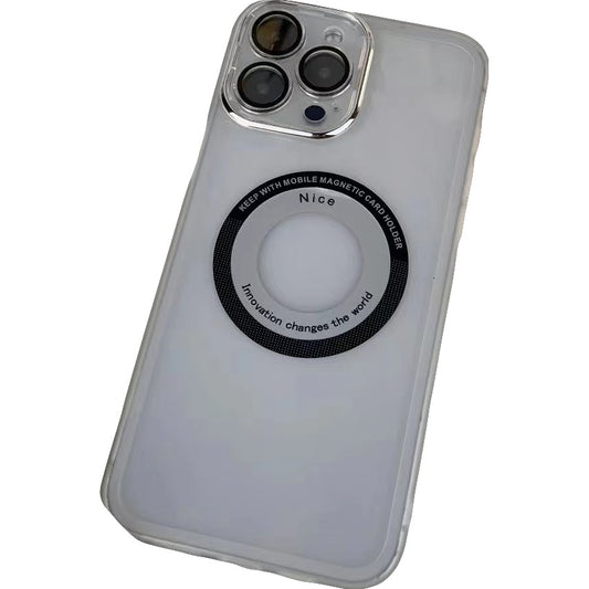 Husa protectie MagSafe TPU, Klevo, pentru iPhone 14 Pro, cu decupaj logo, Folie Sticla Camera, Transparent