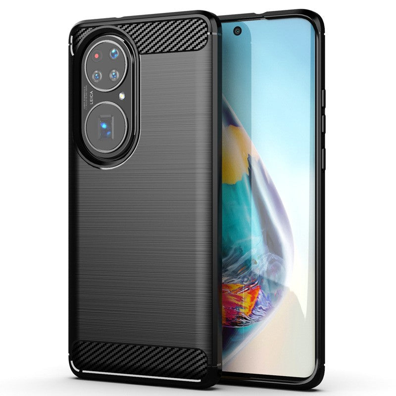 Husa de Protectie pentru Huawei P50 Pro, Klevo, Protectie 360, din TPU cu element de Carbon, Anti Alunecare, 1.8 mm, Negru