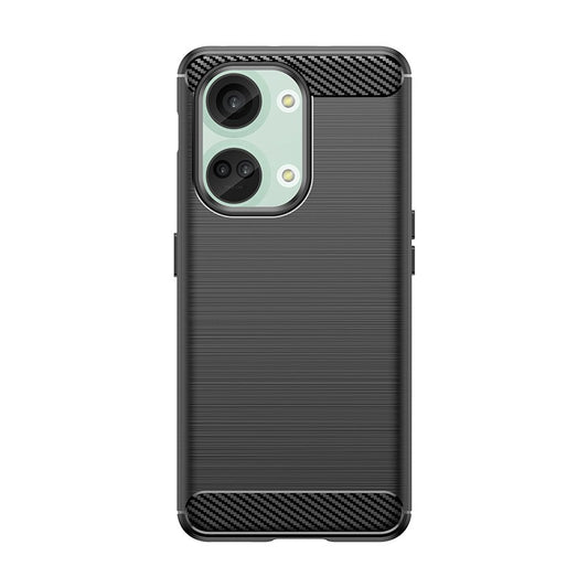Husa Protectie pentru OnePlus Nord 3, Klevo, din Silicon TPU Moale, Textura Periat, Anti Cadere, cu Element Carbon, Negru