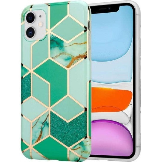 Husa protectie Klevo pentru Samsung Galaxy A02S Soft IMD TPU Marble Geometric Verde