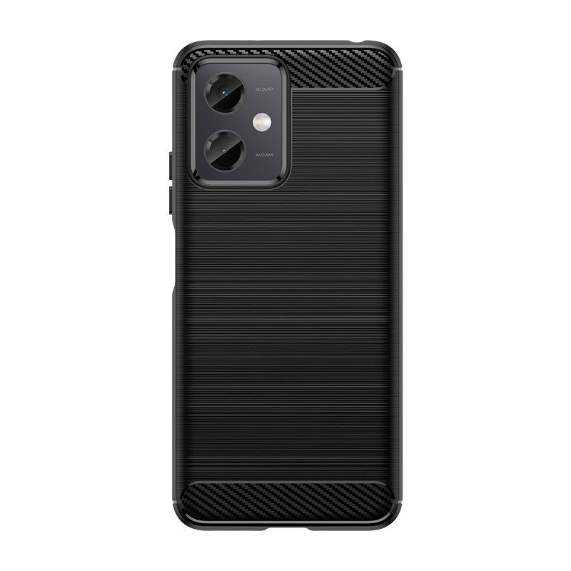 Husa Protectie pentru Xiaomi Redmi Note 12 5G, Klevo, din Silicon TPU Moale, Textura Periat, Anti Cadere, cu Element Carbon, Negru