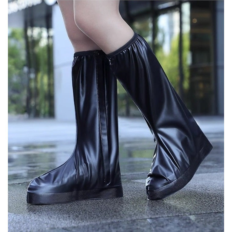 Protectie Incaltaminte pentru Ploaie si Noroi, Klevo, Impermeabila, Talpa Antiderapanta, cu Fermoar si Capsa, Inaltime 40 cm, Marime S 34-35, Negru