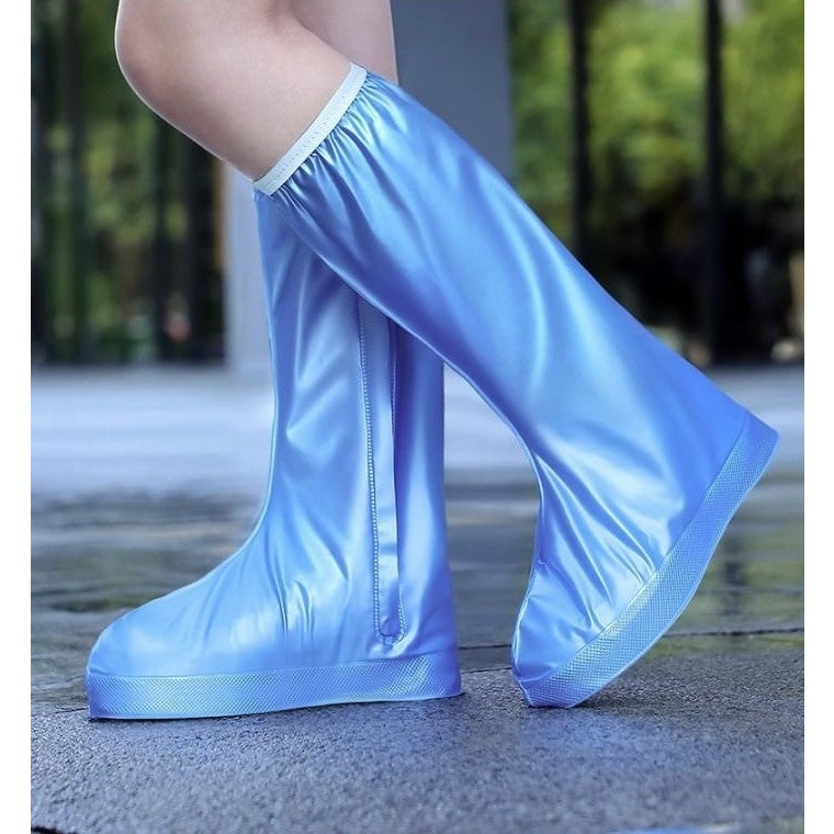 Protectie Incaltaminte pentru Ploaie si Noroi, Klevo, Impermeabila, Talpa Antiderapanta, cu Fermoar si Capsa, Inaltime 40 cm, Marime L 38-39, Albastru
