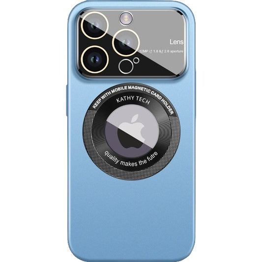 Husa protectie MagSafe Kathy Tech, Klevo, pentru Apple iPhone 14 Plus, Dublu Cerc, Albastru Deschis