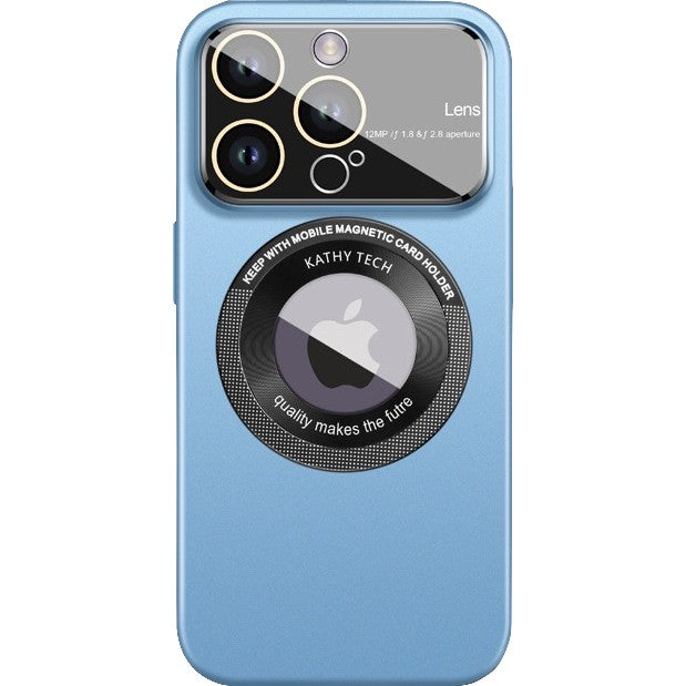 Husa protectie MagSafe Kathy Tech, Klevo, pentru Apple iPhone 14 Pro, Dublu Cerc, Albastru Deschis