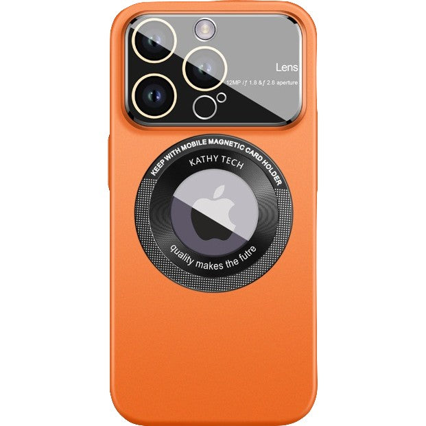 Husa protectie MagSafe Kathy Tech, Klevo, pentru Apple iPhone 14 Pro Max, Dublu Cerc, Portocaliu