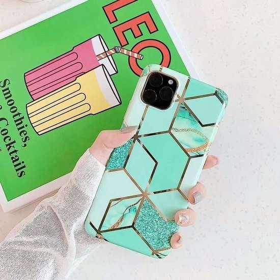 Husa protectie pentru Samsung S20 Plus Soft IMD TPU Marble Geometric Verde