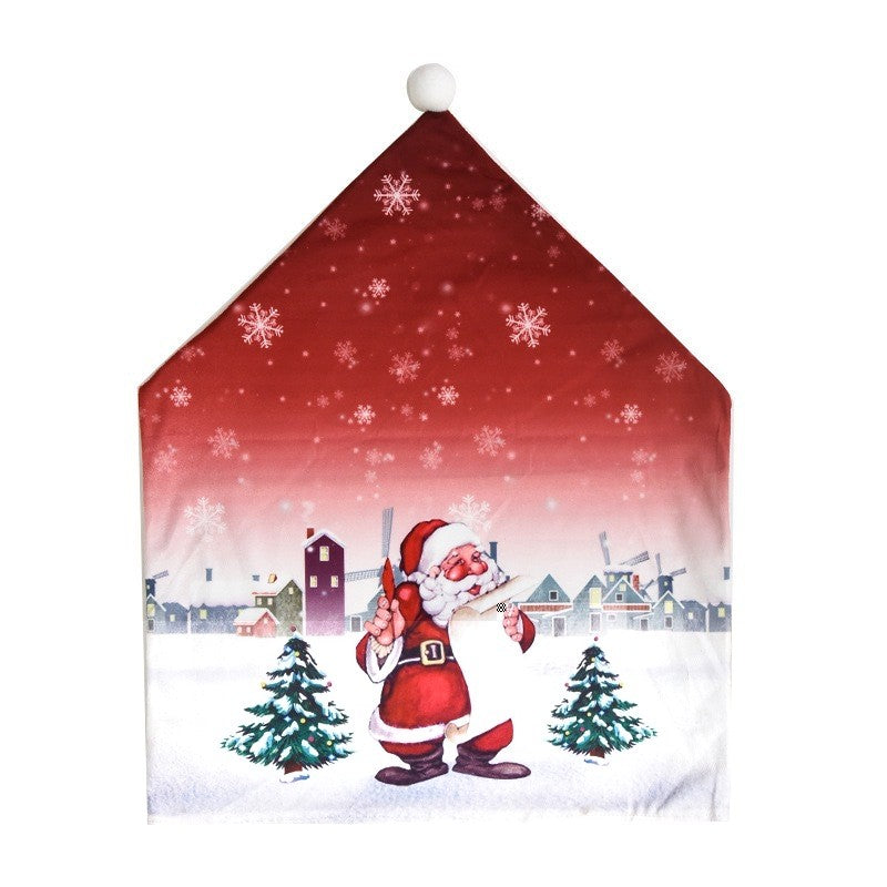 Husa pentru scaun Klevo, tematica Craciun, material textil/poliester, 61 x 47 cm, rosu