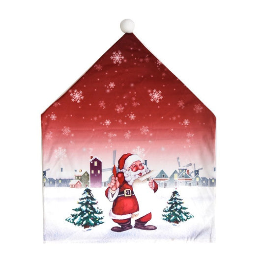 Husa pentru scaun Klevo, tematica Craciun, material textil/poliester, 61 x 47 cm, rosu