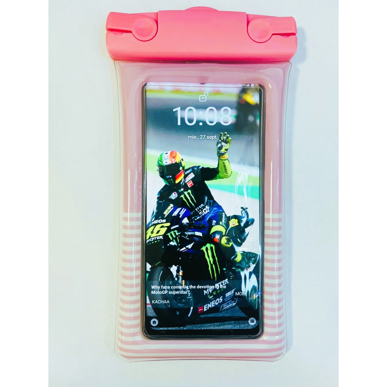 Husa subacvatica Cushion Waterproof Klevo, Snowproof, Universala, Dungata, cu Snur, pentru telefon sau documente, Roz