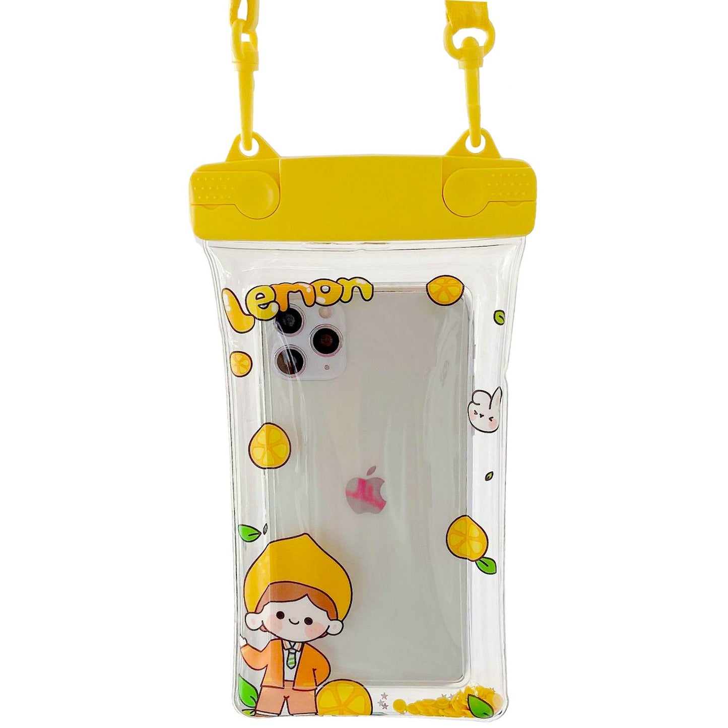 Husa subacvatica Fruity Waterproof Klevo, Snowproof, Universala, Impermeabila, cu Snur, pentru telefon sau documente, Lemon Boy, Galben