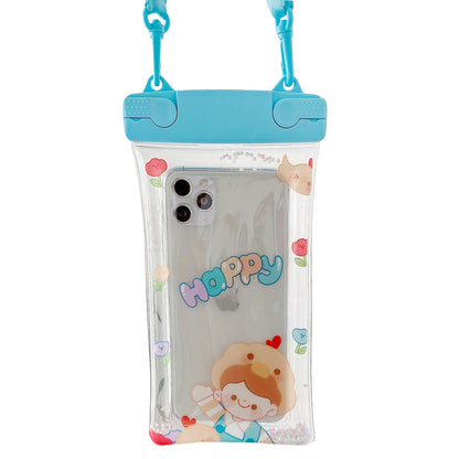Husa subacvatica Fruity Waterproof Klevo, Snowproof, Universala, Impermeabila, cu Snur, pentru telefon sau documente, Happy Boy, Bleu