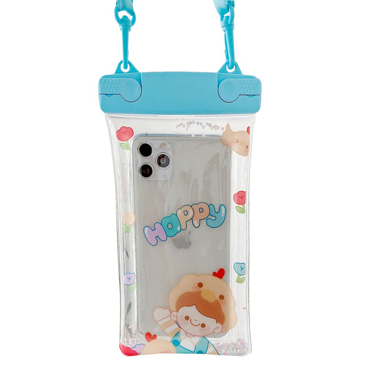 Husa subacvatica Fruity Waterproof Klevo, Snowproof, Universala, Impermeabila, cu Snur, pentru telefon sau documente, Happy Boy, Bleu