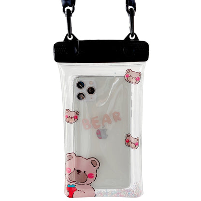 Husa subacvatica Fruity Waterproof Klevo, Snowproof, Universala, Impermeabila, cu Snur, pentru telefon sau documente, Berry Bear, Negru