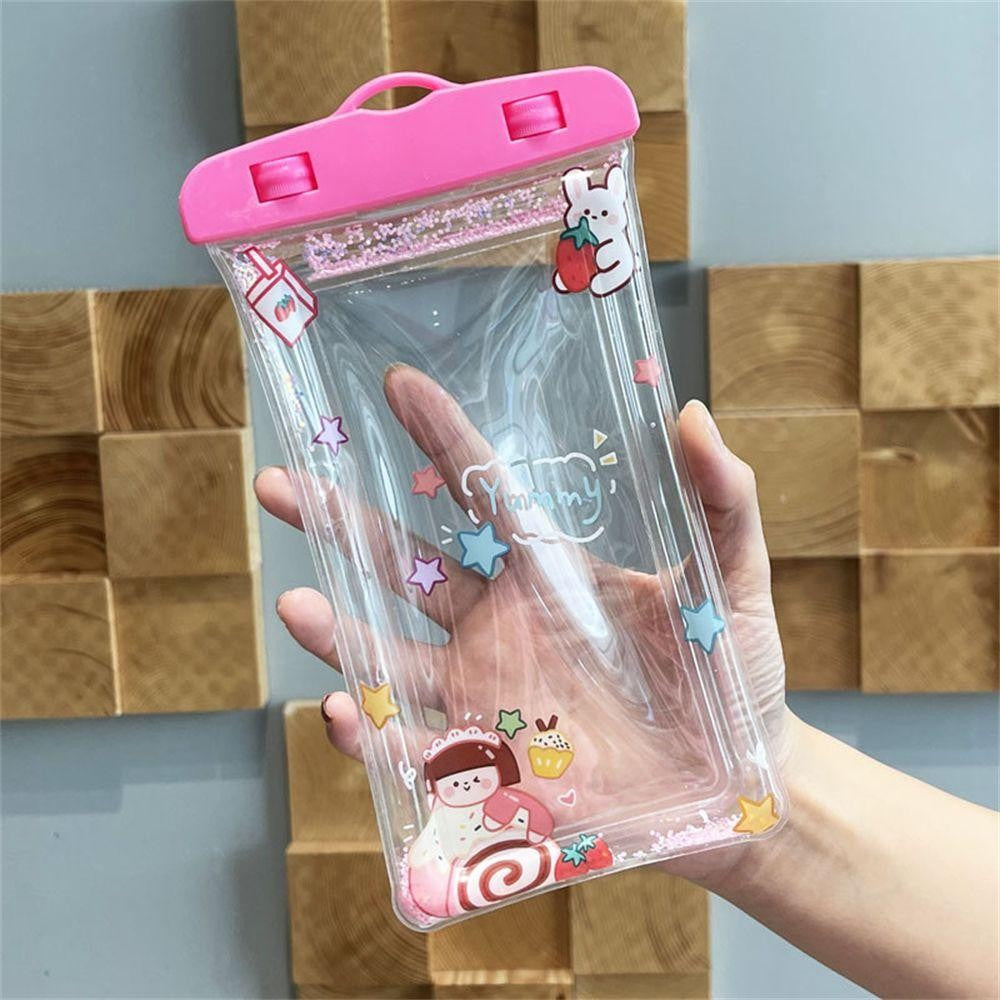 Husa subacvatica Glitter Kids Waterproof Klevo, Snowproof, Universala, cu Snur, pentru telefon sau documente, Sweet Girl, Roz