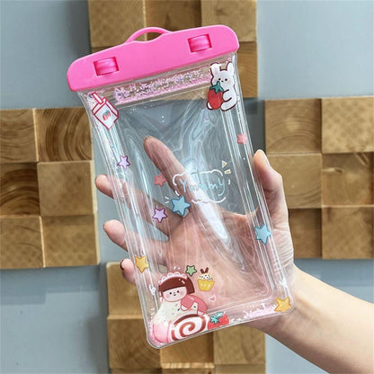 Husa subacvatica Glitter Kids Waterproof Klevo, Snowproof, Universala, cu Snur, pentru telefon sau documente, Sweet Girl, Roz