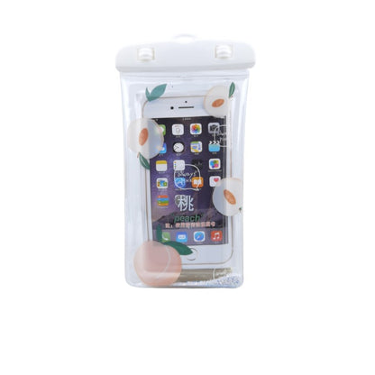 Husa subacvatica Glitter Kids Waterproof Klevo, Snowproof, Universala, cu Snur, pentru telefon sau documente, Peach, Alb