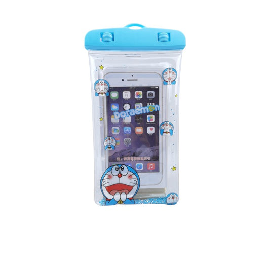 Husa subacvatica Glitter Kids Waterproof Klevo, Snowproof, Universala, cu Snur, pentru telefon sau documente, Cat, Bleu