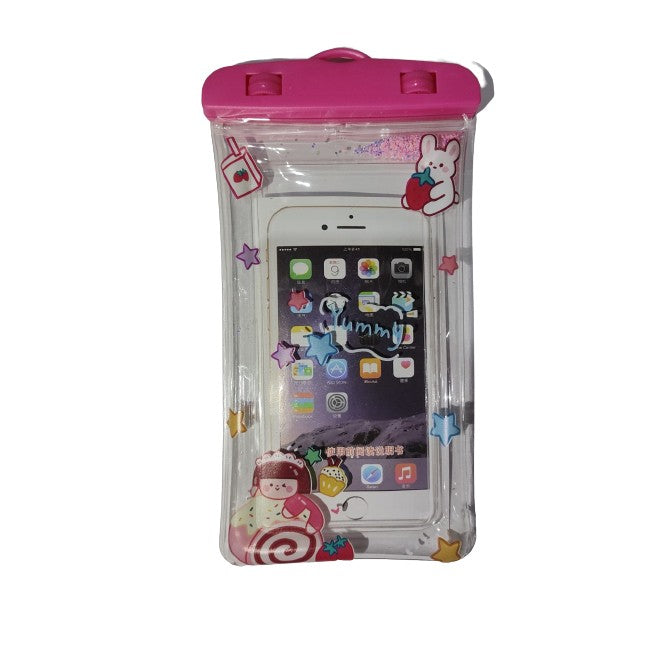 Husa subacvatica Glitter Kids Waterproof Klevo, Snowproof, Universala, cu Snur, pentru telefon sau documente, Sweet Girl, Roz