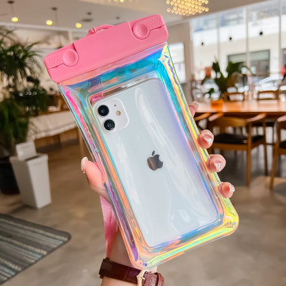 Husa subacvatica Holografica Waterproof Klevo, Snowproof, Universala, Impermeabila, cu Snur, pentru telefon sau documente, Roz