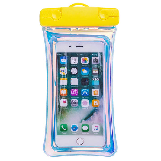 Husa subacvatica Holografica Waterproof Klevo, Snowproof, Universala, Impermeabila, cu Snur, pentru telefon sau documente, Galben