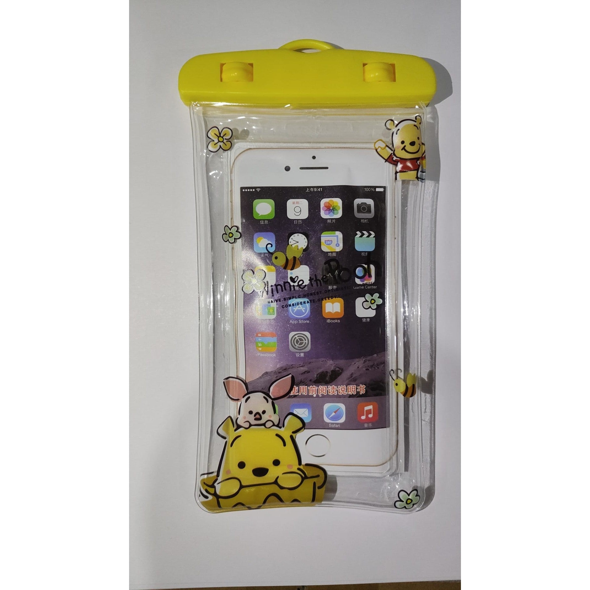 Husa subacvatica Kids Waterproof Klevo, Snowproof, Universala, cu Snur, pentru telefon sau documente, Bear, Galben