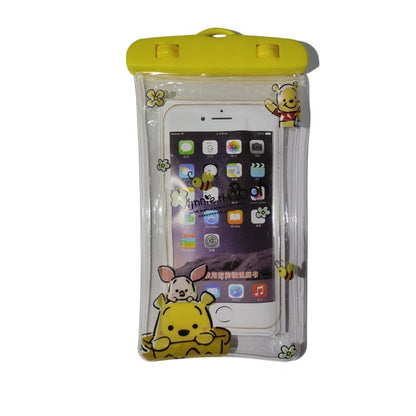 Husa subacvatica Kids Waterproof Klevo, Snowproof, Universala, cu Snur, pentru telefon sau documente, Bear, Galben