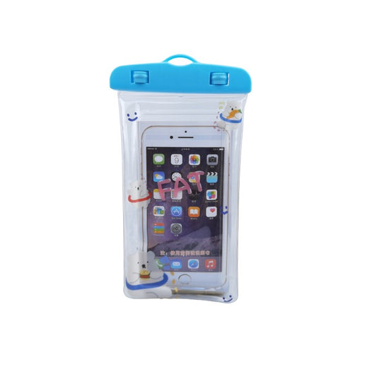 Husa subacvatica Kids Waterproof Klevo, Snowproof, Universala, cu Snur, pentru telefon sau documente, Bears, Albastru