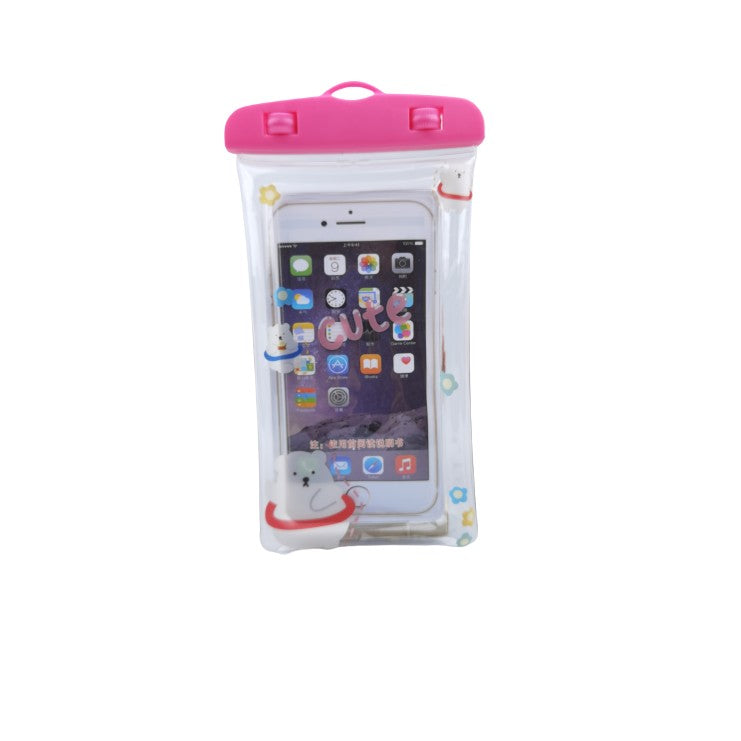 Husa subacvatica Kids Waterproof Klevo, Snowproof, Universala, cu Snur, pentru telefon sau documente, Bears, Roz