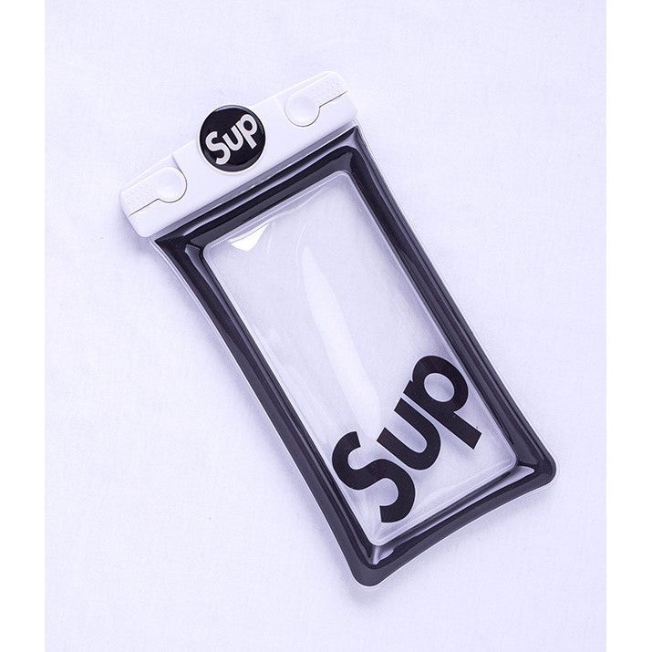 Husa subacvatica Mascot Waterproof Klevo, Snowproof, Universala, cu Snur, pentru telefon sau documente, Sup, Alb-Negru