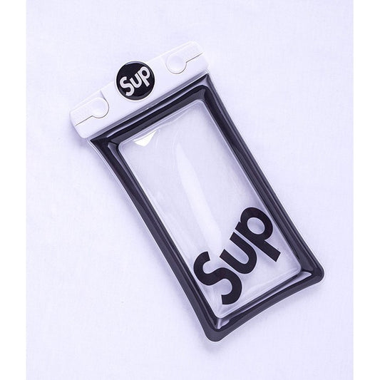 Husa subacvatica Mascot Waterproof Klevo, Snowproof, Universala, cu Snur, pentru telefon sau documente, Sup, Alb-Negru