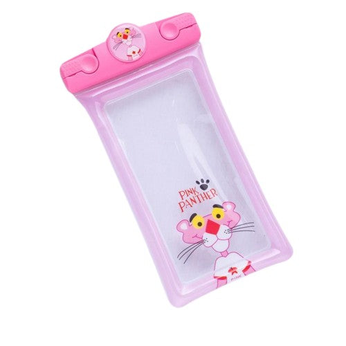 Husa subacvatica Mascot Waterproof Klevo, Snowproof, Universala, cu Snur, pentru telefon sau documente, Pantera, Roz