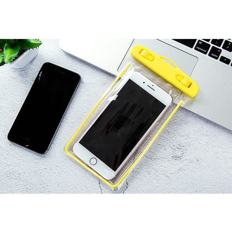Husa subacvatica Zip Waterproof Klevo, Snowproof, Universala, Impermeabila, cu Snur, pentru telefon sau documente, Galben