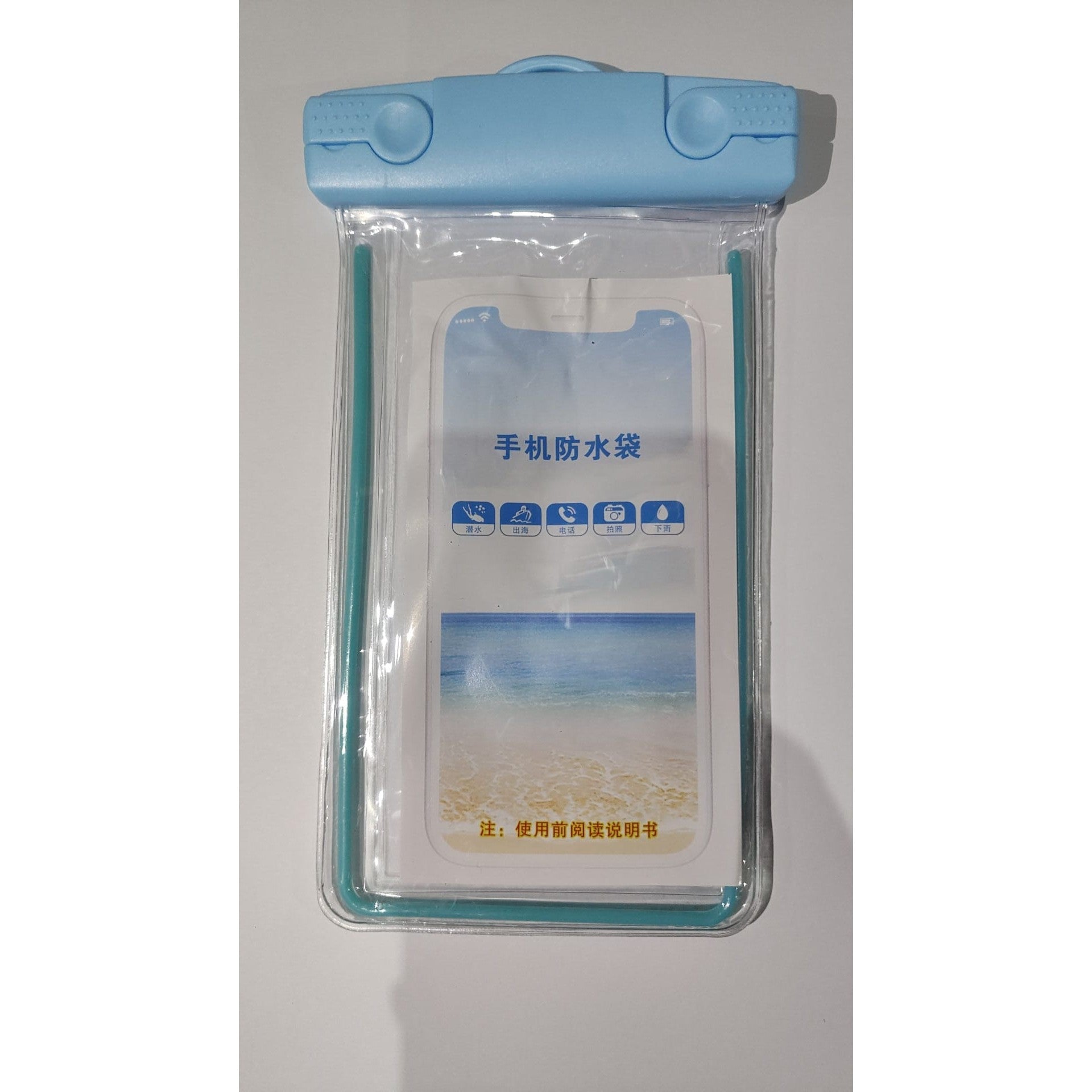 Husa subacvatica Zip Waterproof Klevo, Snowproof, Universala, Impermeabila, cu Snur, pentru telefon sau documente, Albastru deschis