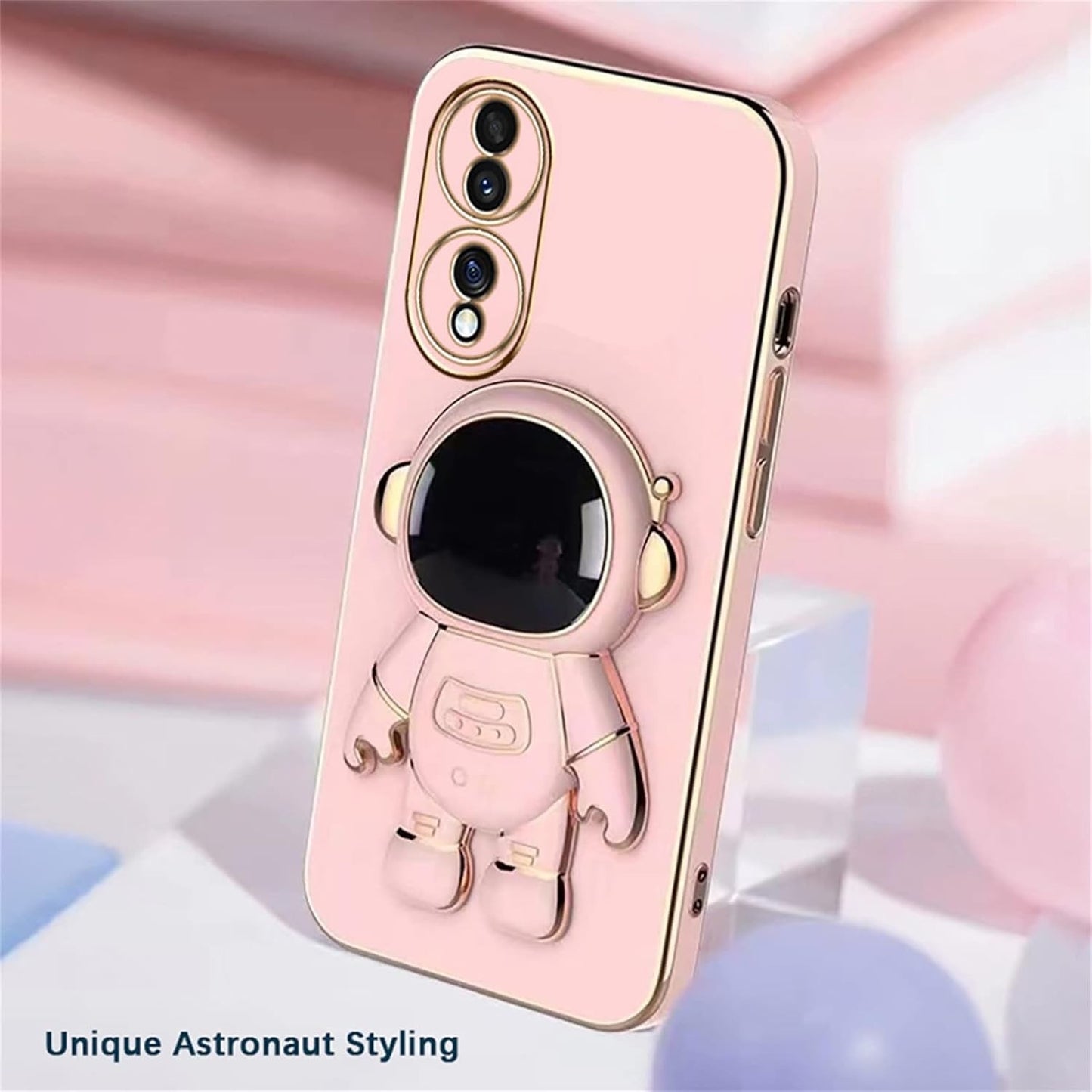 Husa Telefon 2in1, Klevo, Compatibila Huawei P50 Pro, Carcasa TPU cu Suport Inclus Tip Astronaut, Protectie Camere, Roz