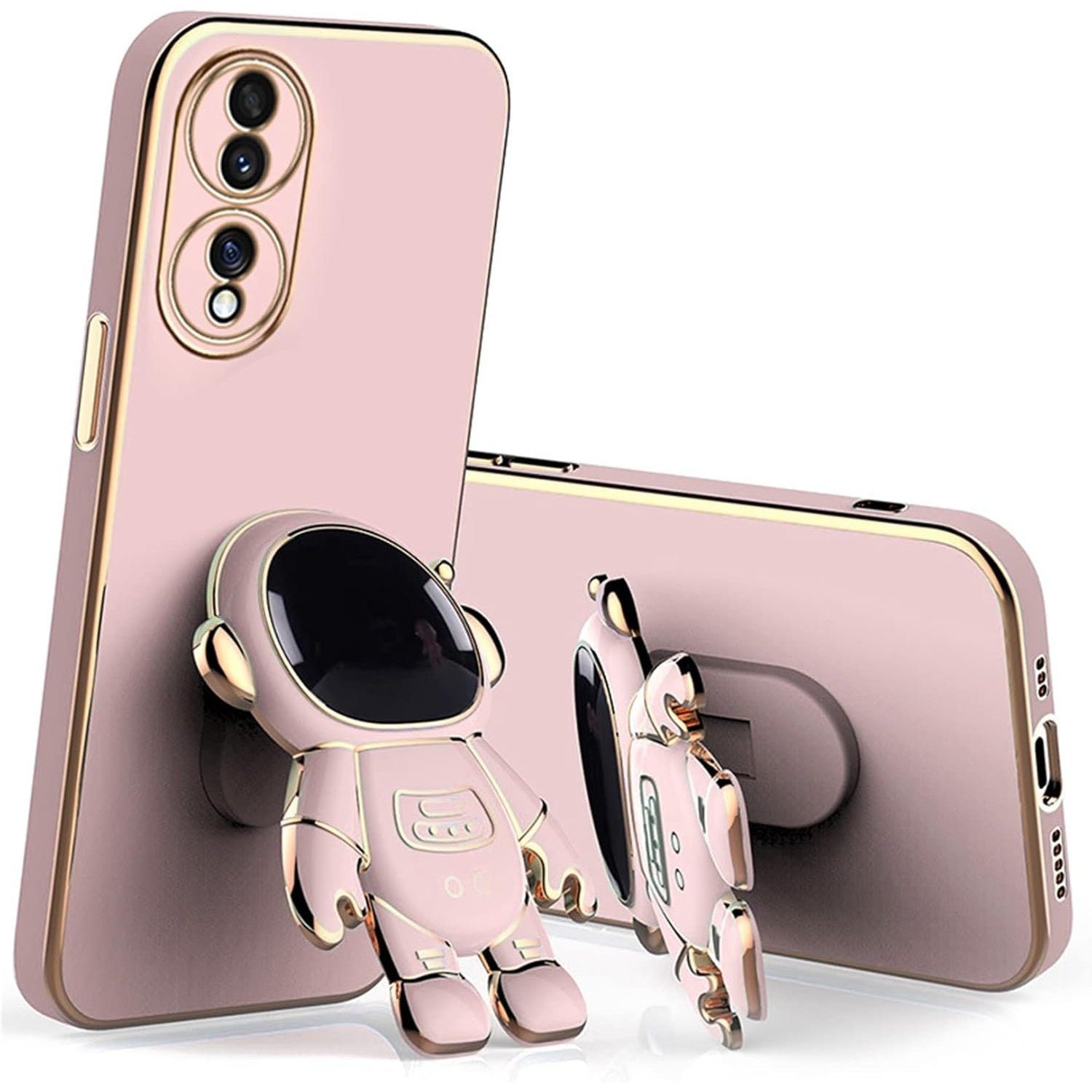 Husa Telefon 2in1, Klevo, Compatibila Huawei P50 Pro, Carcasa TPU cu Suport Inclus Tip Astronaut, Protectie Camere, Roz