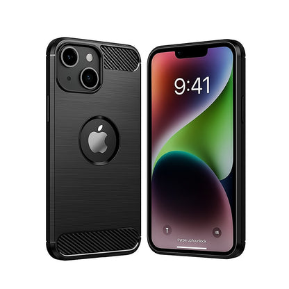 Husa Protectie, Klevo, compatibila Apple iPhone 15, Carcasa TPU Carbon, 1.5 mm, Negru