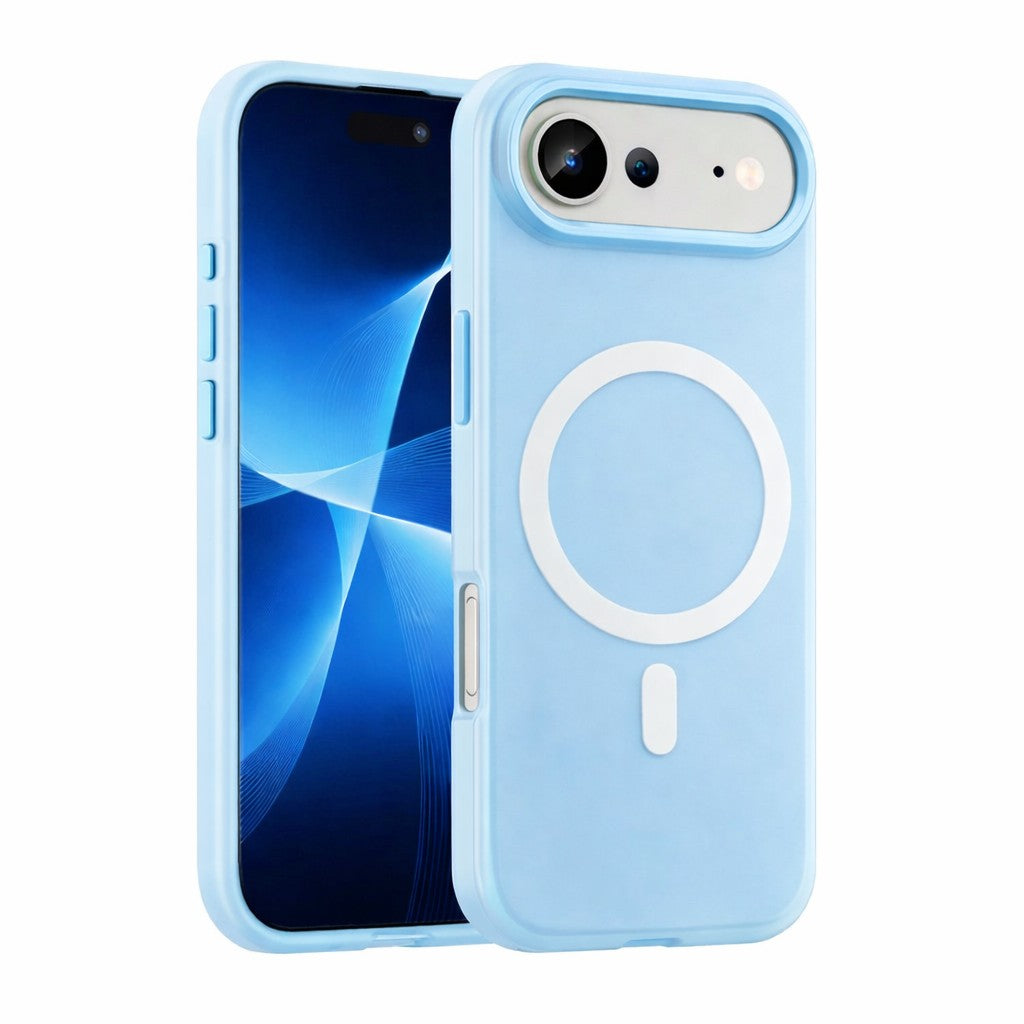 Husa Telefon Jelly Magnetic 2in1, Klevo, Compatibila cu Apple iPhone 17 Air, din PC+TPU, Magsafe, Finisaj Mat, Albastru Deschis