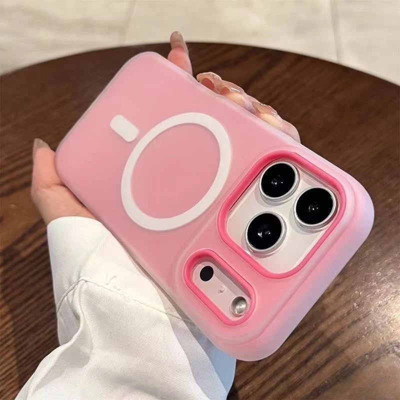 Husa Telefon Jelly Magnetic 2in1, Klevo, Compatibila cu Apple iPhone 17 Pro, din PC+TPU, Magsafe, Finisaj Mat, Roz