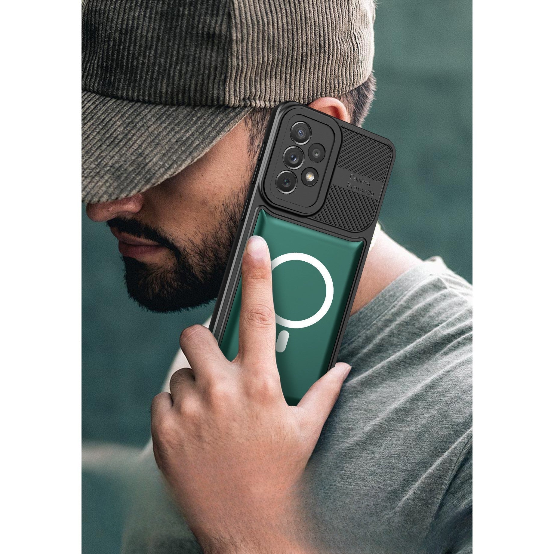 Husa Urban Armor pentru Samsung Galaxy A24 4G, Klevo, Suport Auto Magnetic, Protectie Antisoc, Verde Inchis