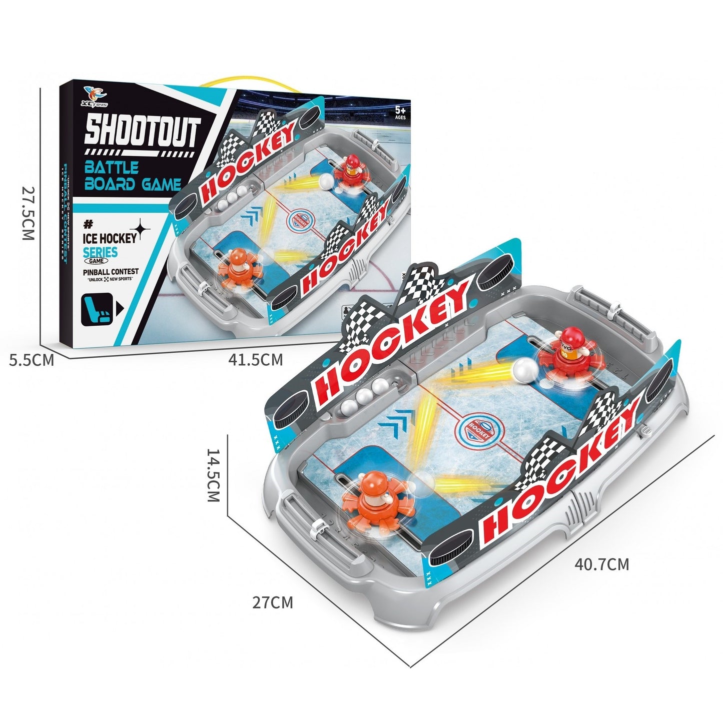Joc de Masa Interactiv Ice Hockey pentru Copii, Klevo, 4 Mingi, Tabela Scor, 40.7x27x14.5 cm, Gri